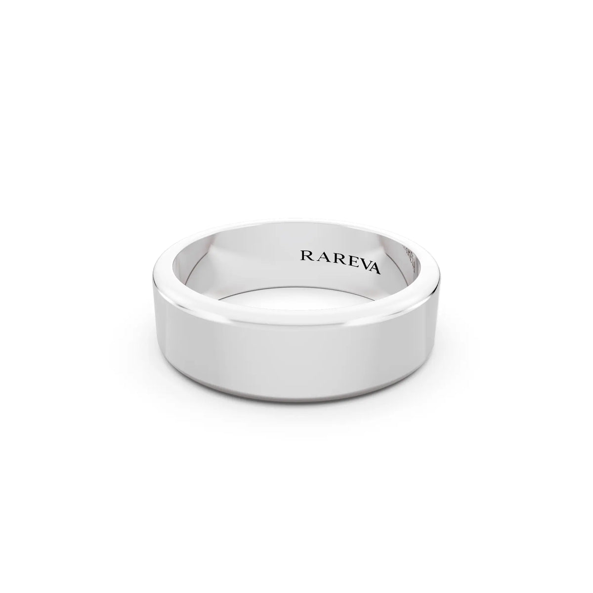 Silver Men's Flat Wedding Band - 6mm - Close up
