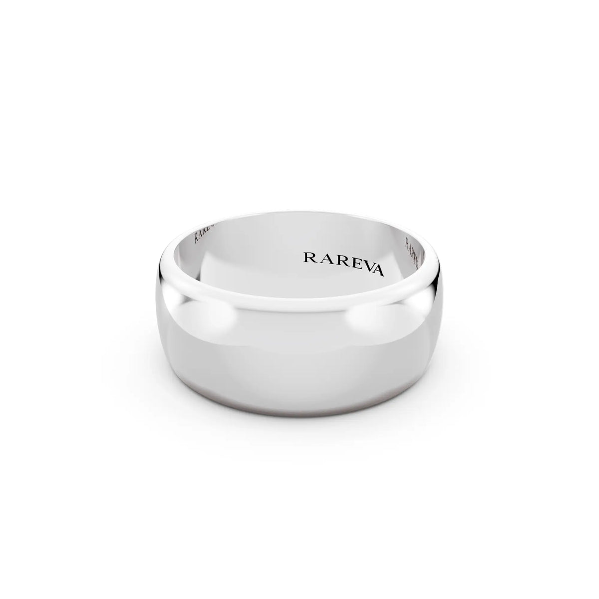 Platinum Men's Classic Dome Wedding Band - 8mm - Close up