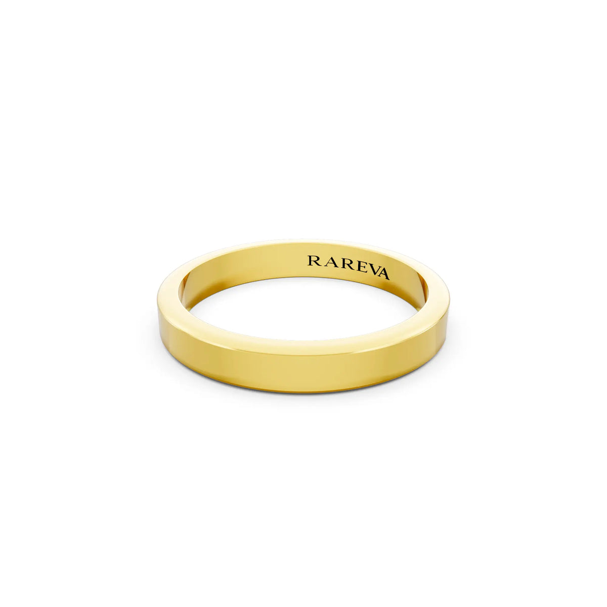 10K Yellow Gold Men's Flat Wedding Band - 3mm - Close up