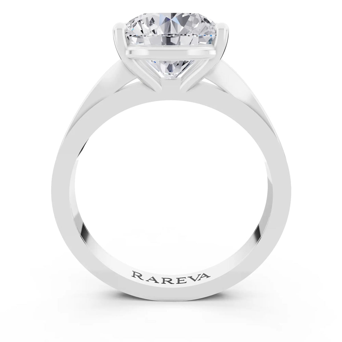 14 KT White Gold Round Cut Diamond Solitaire Ring with Split Shank - Through