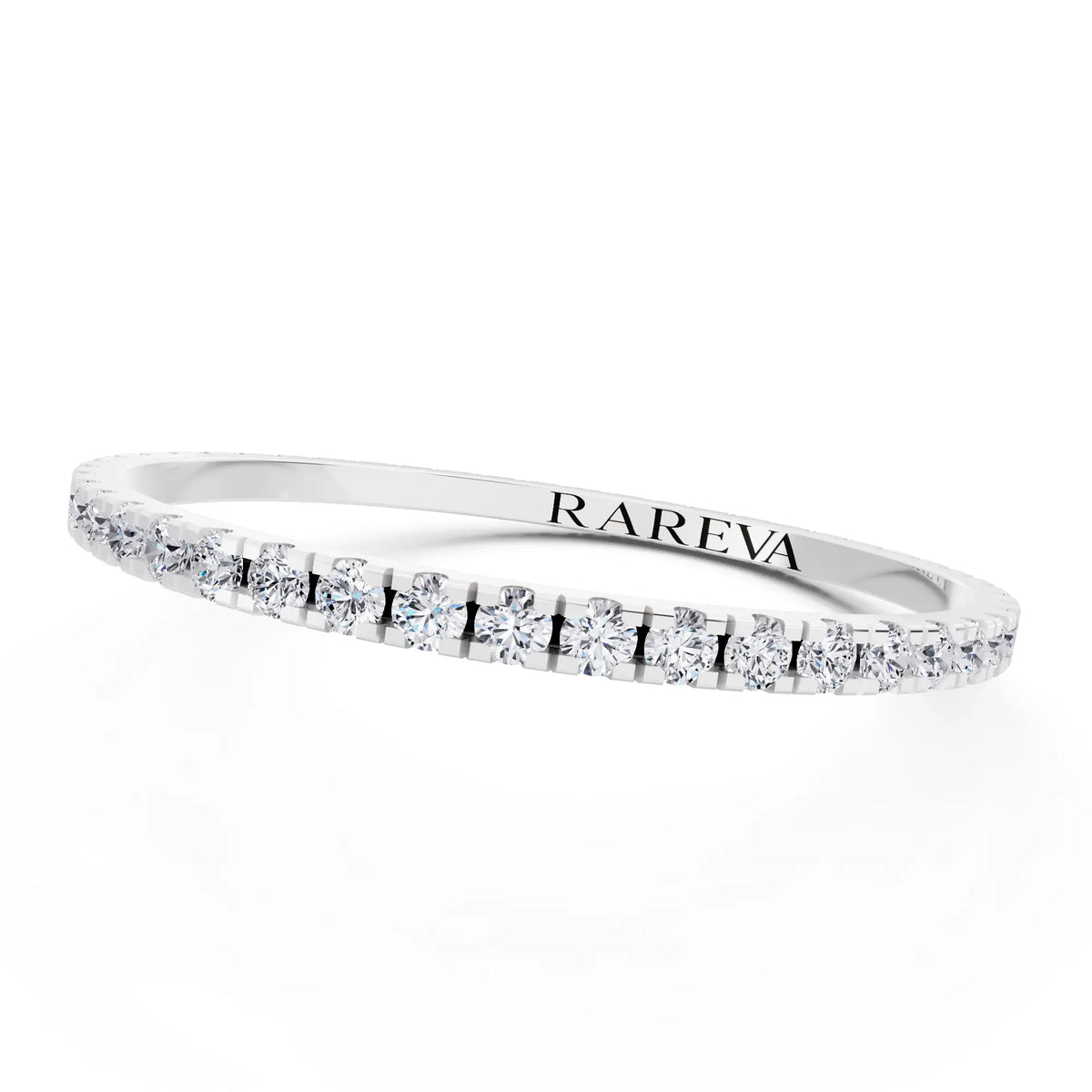 Silver Round Cut Diamond Classic Eternity Band - 1.6mm - Close up