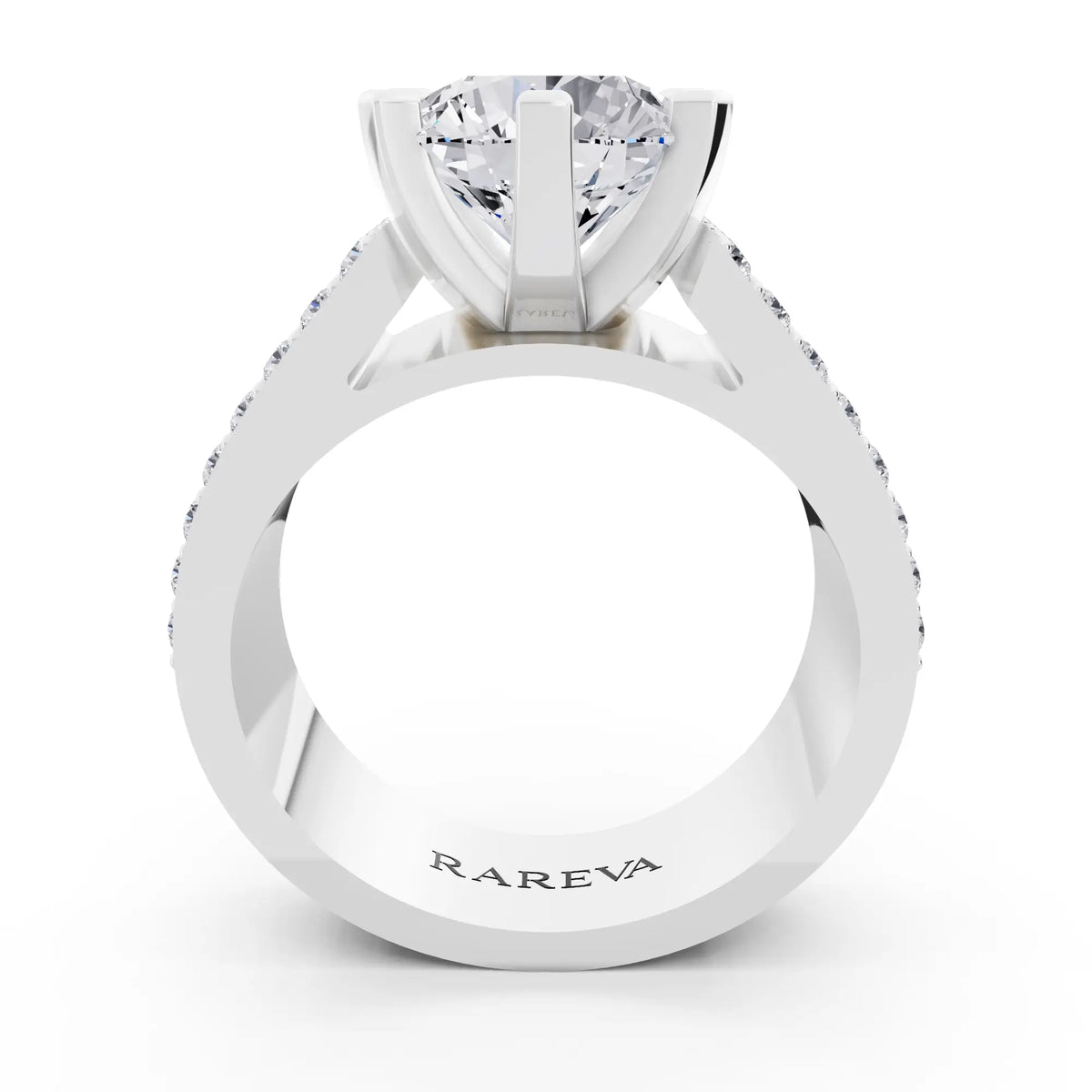 Platinum Round Cut Diamond Solitaire Ring with Celtic Knot Band - Through