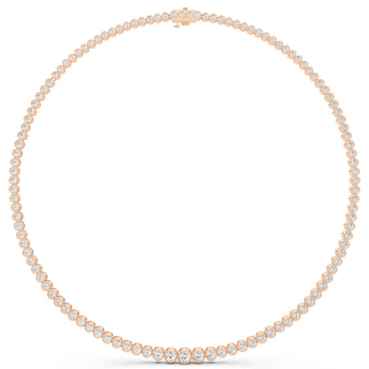 Rose Gold Bezel Graduated Lab Grown Diamond Tennis Chain Necklace