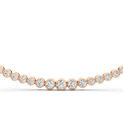 Rose Gold Bezel Graduated Lab Grown Diamond Tennis Chain Necklace, view 4