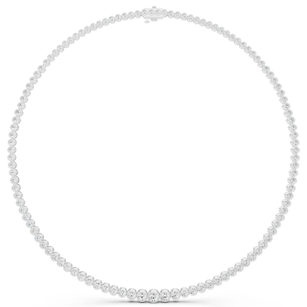 Bezel Graduated Lab Grown Diamond Tennis Chain Necklace