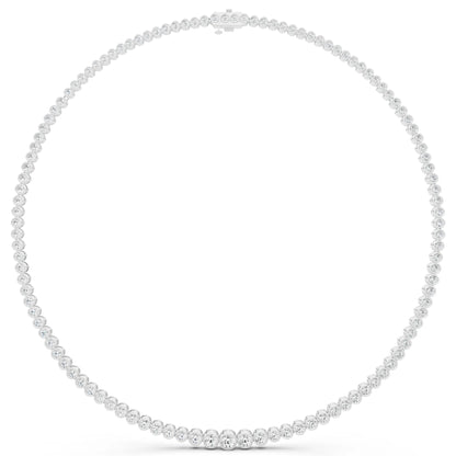 Bezel Graduated Lab Grown Diamond Tennis Chain Necklace