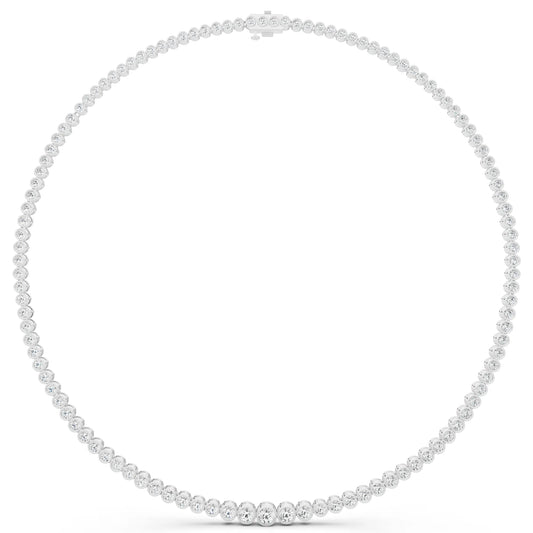 Bezel Graduated Lab Grown Diamond Tennis Chain Necklace