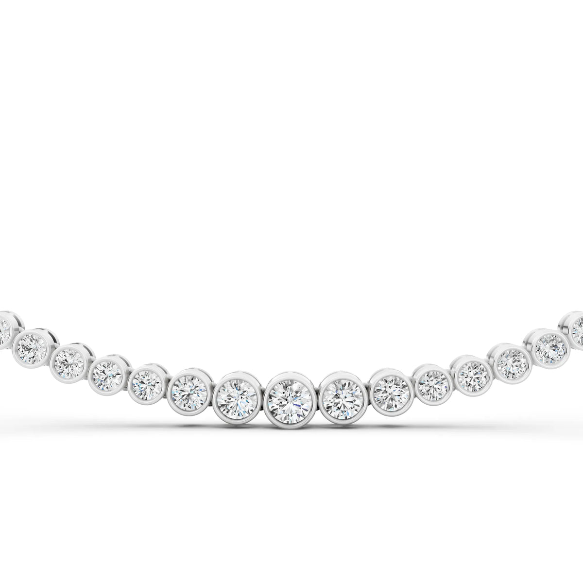 Bezel Graduated Lab Grown Diamond Tennis Chain Necklace, view 4