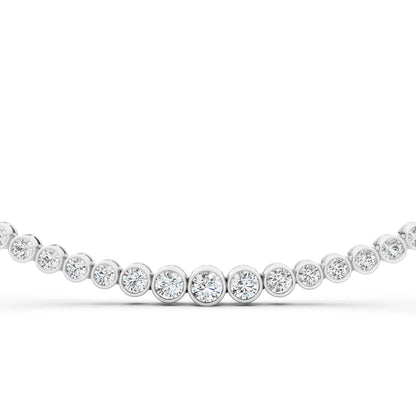 Bezel Graduated Lab Grown Diamond Tennis Chain Necklace, view 4