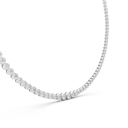 Bezel Graduated Lab Grown Diamond Tennis Chain Necklace, view 5