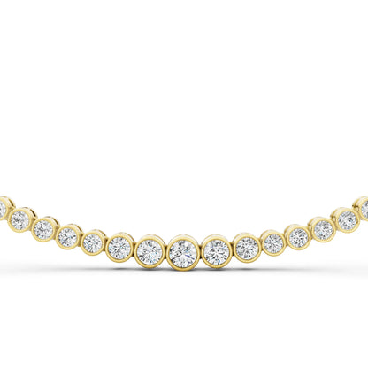 Yellow Gold Bezel Graduated Lab Grown Diamond Tennis Chain Necklace, view 4