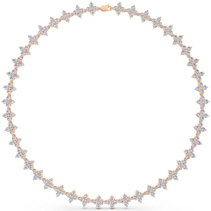 Rose Gold Round Cluster Lab Grown Diamond Flower Necklace