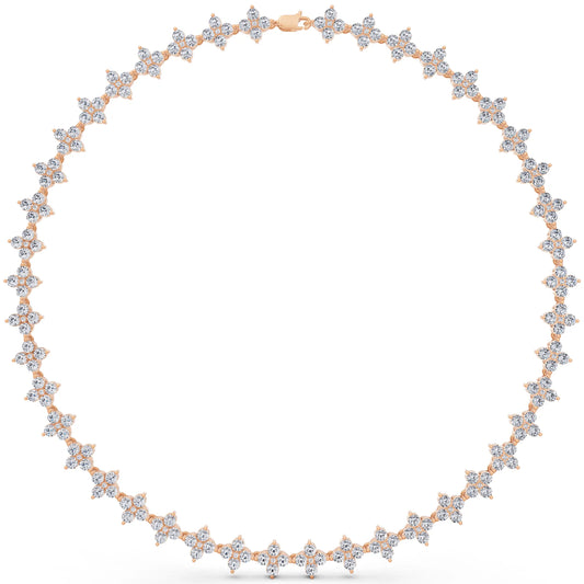 Rose Gold Round Cluster Lab Grown Diamond Flower Necklace