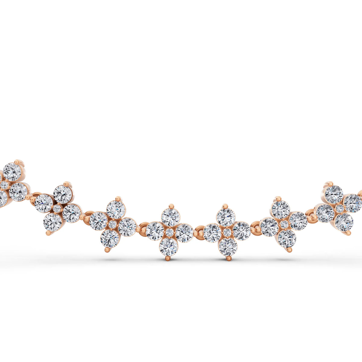 Rose Gold Round Cluster Lab Grown Diamond Flower Necklace, view 4