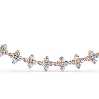 Rose Gold Round Cluster Lab Grown Diamond Flower Necklace, view 4