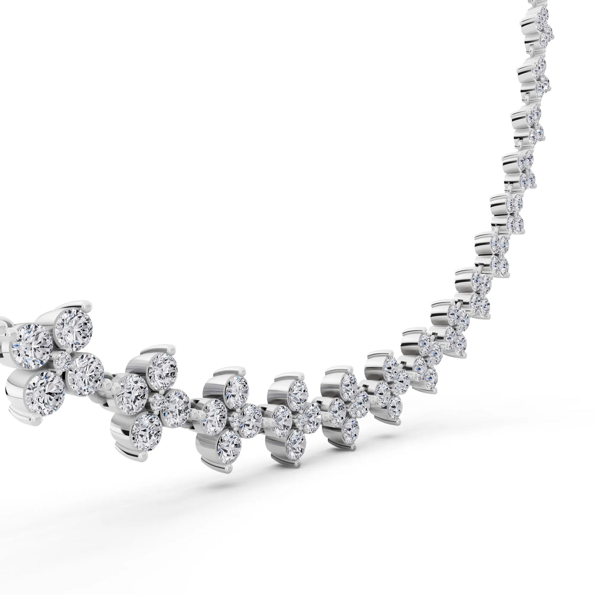 Round Cluster Lab Grown Diamond Flower Necklace, view 5