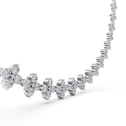 Round Cluster Lab Grown Diamond Flower Necklace, view 5