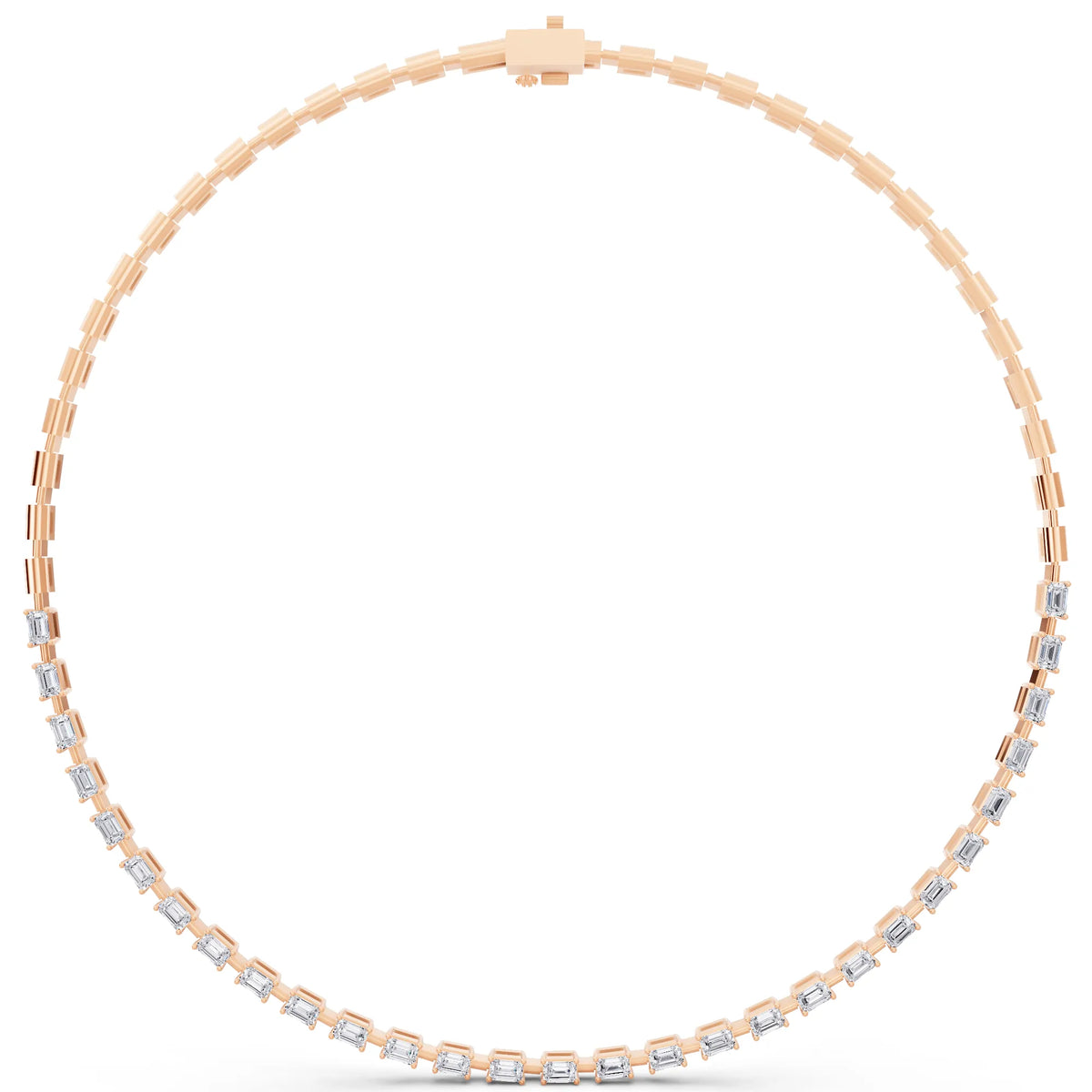Rose Gold Statement Emerald Brilliant Lab Grown Diamond Necklace