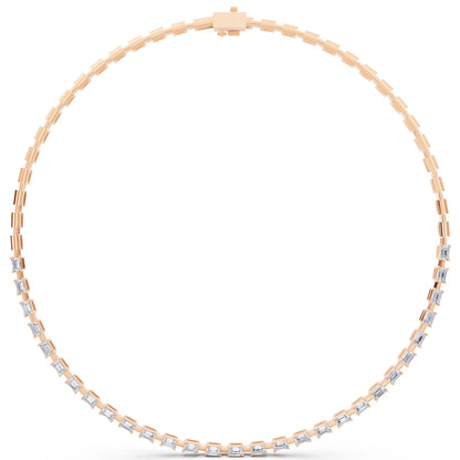 Rose Gold Statement Emerald Brilliant Lab Grown Diamond Necklace