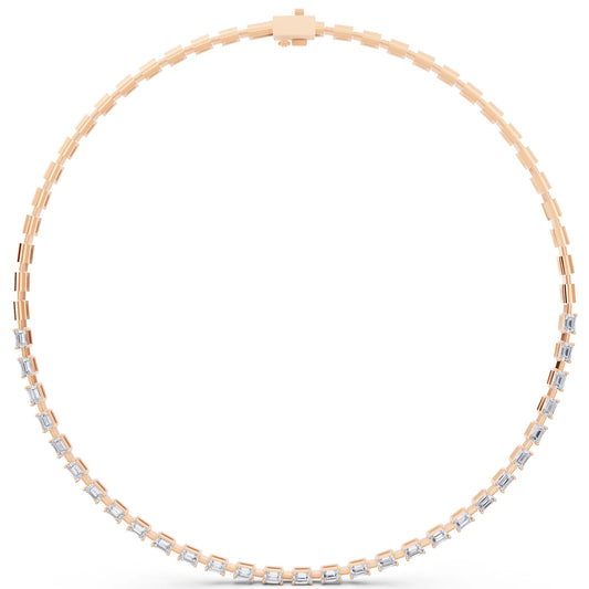 Rose Gold Statement Emerald Brilliant Lab Grown Diamond Necklace
