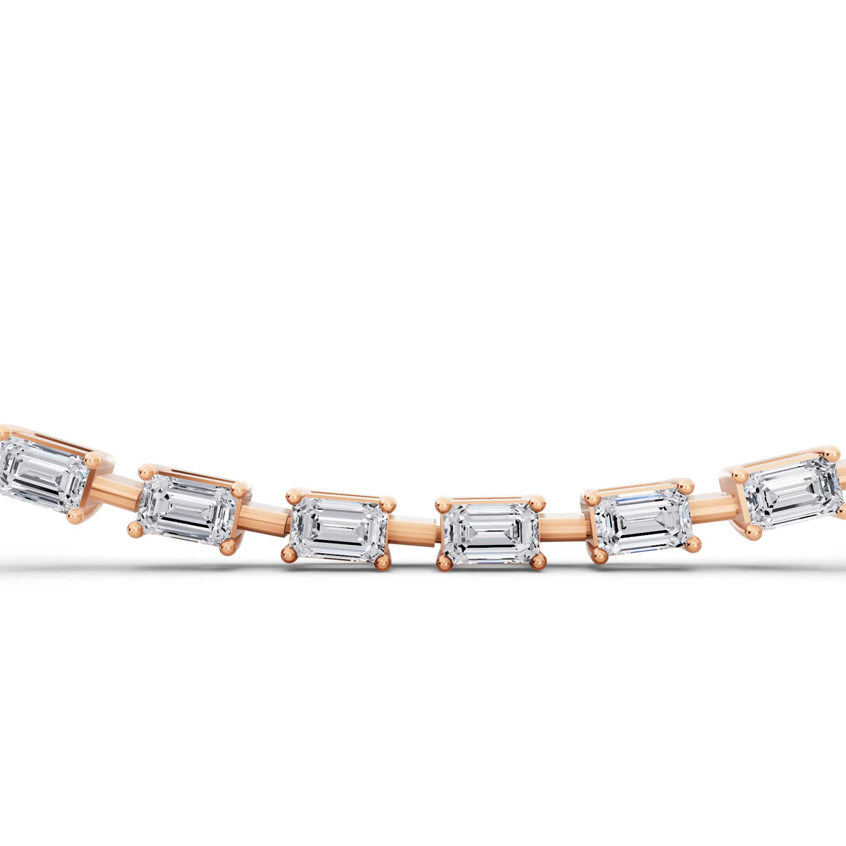 Rose Gold Statement Emerald Brilliant Lab Grown Diamond Necklace, view 4