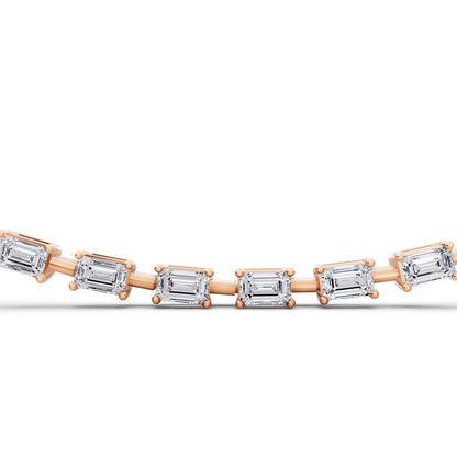 Rose Gold Statement Emerald Brilliant Lab Grown Diamond Necklace, view 4