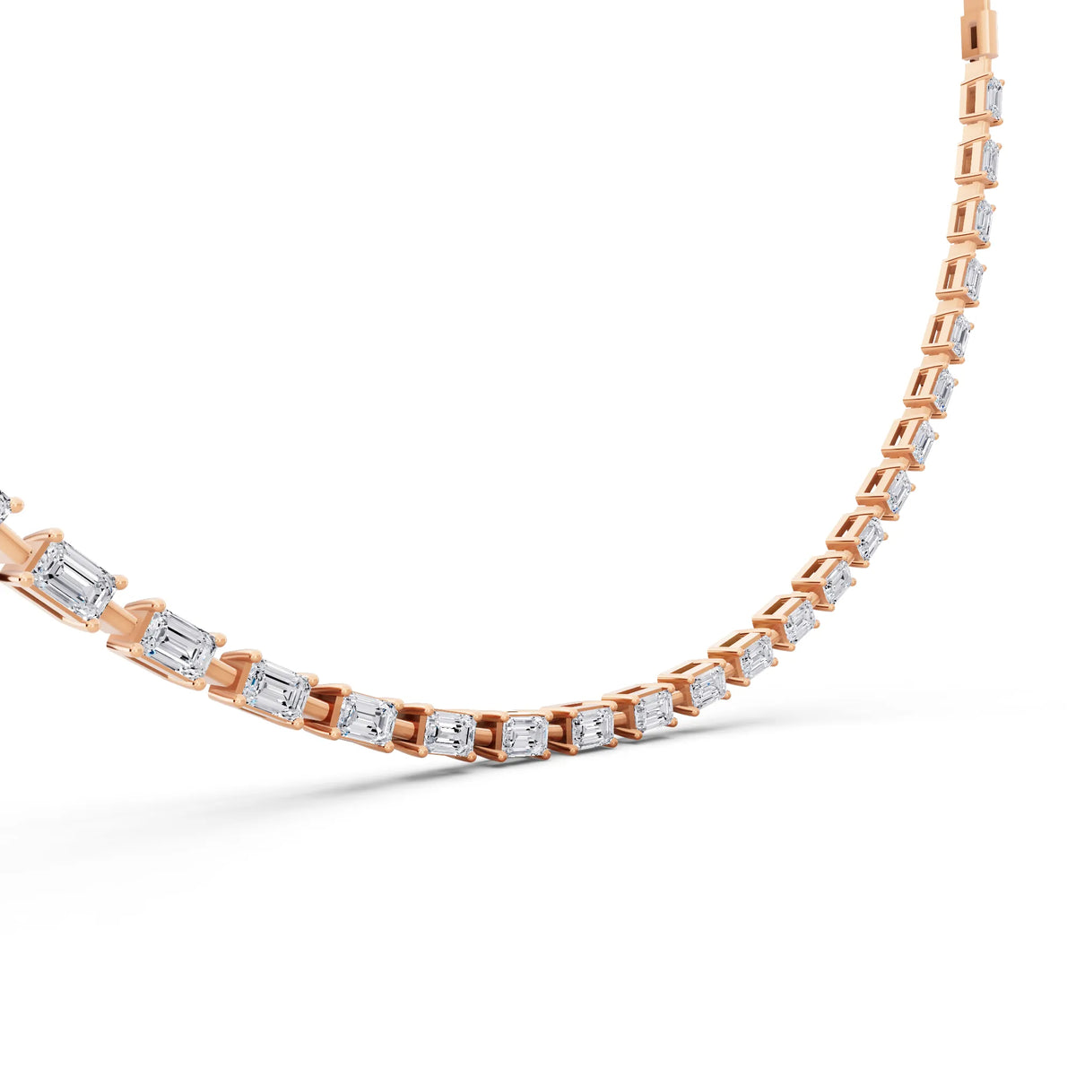 Rose Gold Statement Emerald Brilliant Lab Grown Diamond Necklace, view 5