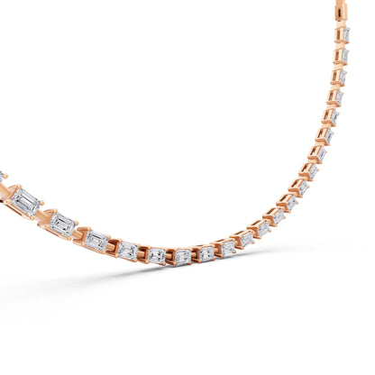 Rose Gold Statement Emerald Brilliant Lab Grown Diamond Necklace, view 5