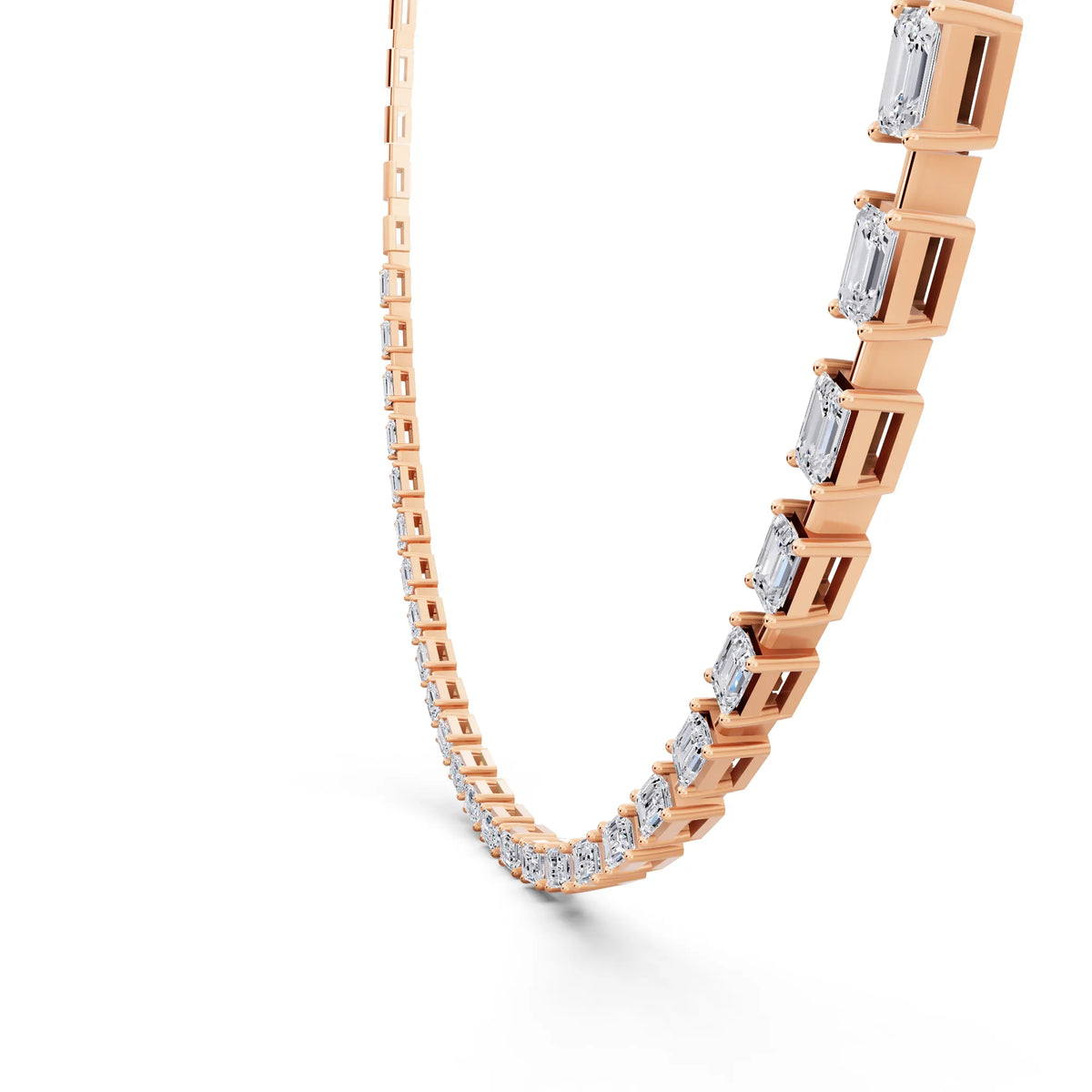 Rose Gold Statement Emerald Brilliant Lab Grown Diamond Necklace, view 6