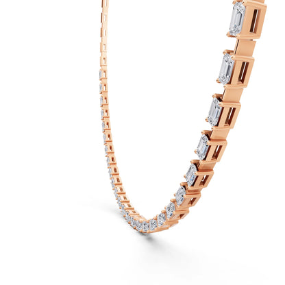 Rose Gold Statement Emerald Brilliant Lab Grown Diamond Necklace, view 6