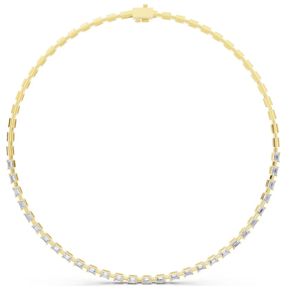Yellow Gold Statement Emerald Brilliant Lab Grown Diamond Necklace