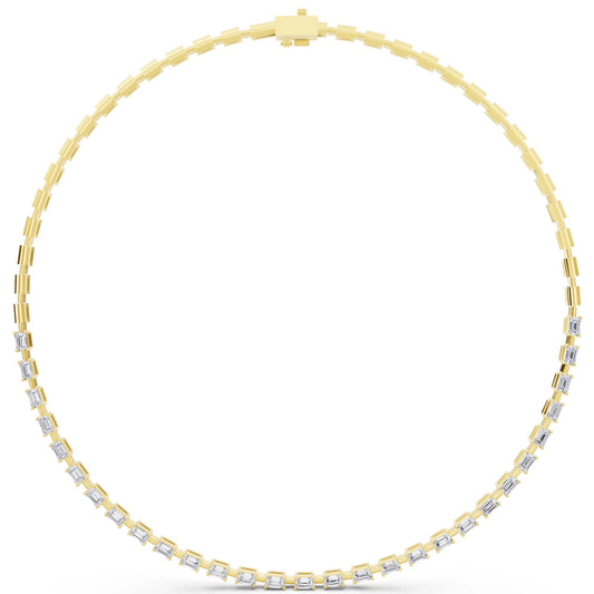 Yellow Gold Statement Emerald Brilliant Lab Grown Diamond Necklace