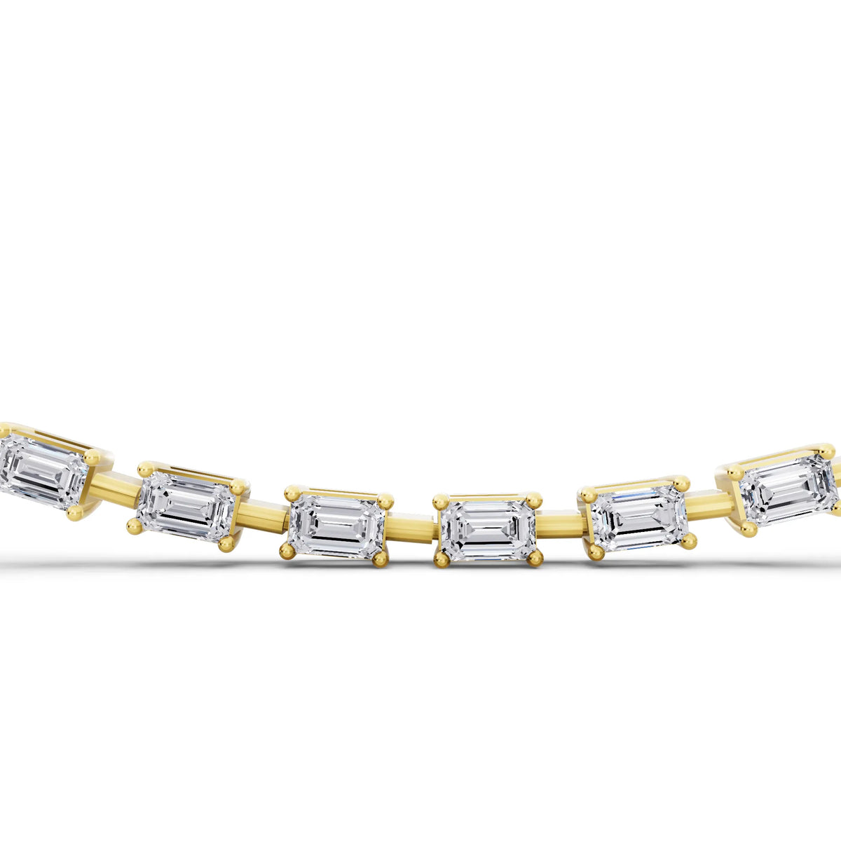 Yellow Gold Statement Emerald Brilliant Lab Grown Diamond Necklace, view 4