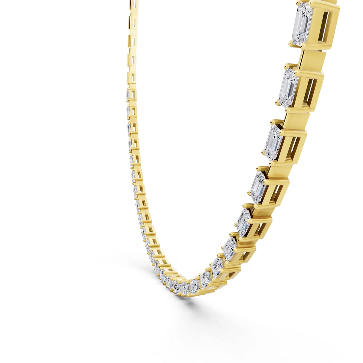 Yellow Gold Statement Emerald Brilliant Lab Grown Diamond Necklace, view 6