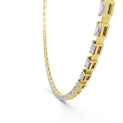 Yellow Gold Statement Emerald Brilliant Lab Grown Diamond Necklace, view 6