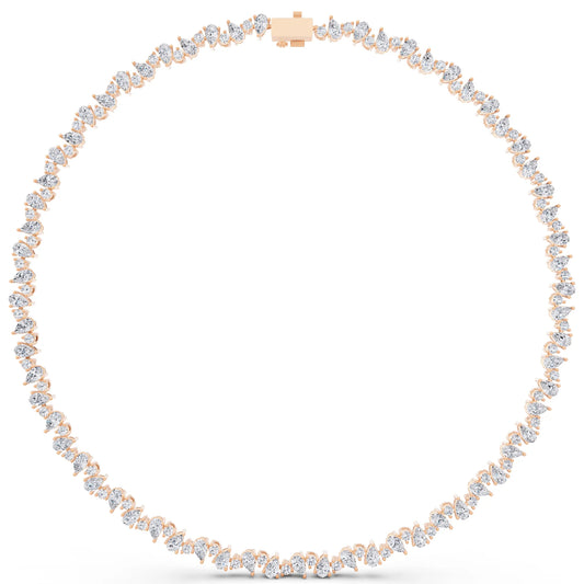 Rose Gold Pear Round Teardrop Lab Grown Diamond Pendant Necklace