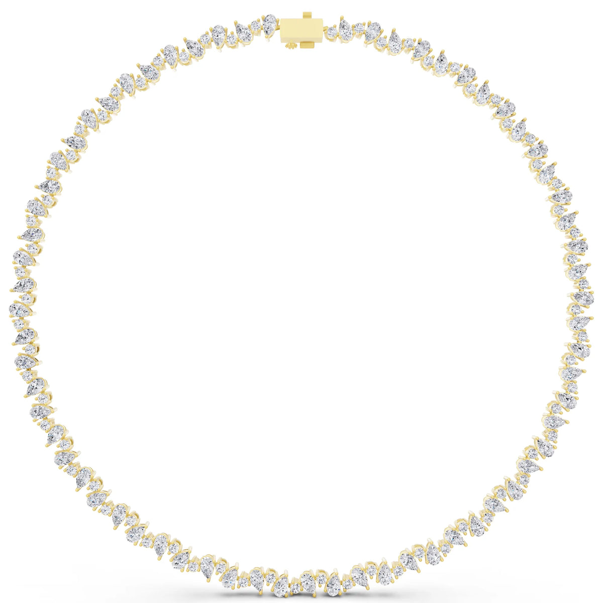 Yellow Gold Pear Round Teardrop Lab Grown Diamond Pendant Necklace