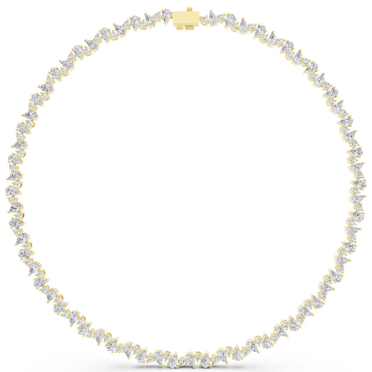 Yellow Gold Pear Round Teardrop Lab Grown Diamond Pendant Necklace