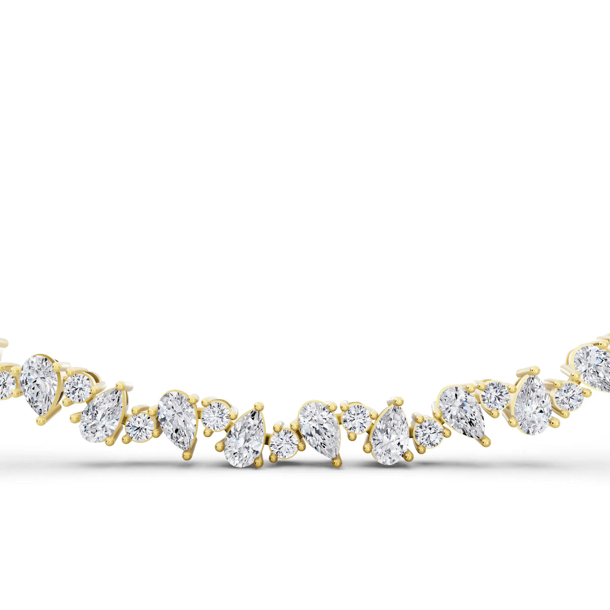 Yellow Gold Pear Round Teardrop Lab Grown Diamond Pendant Necklace, view 4