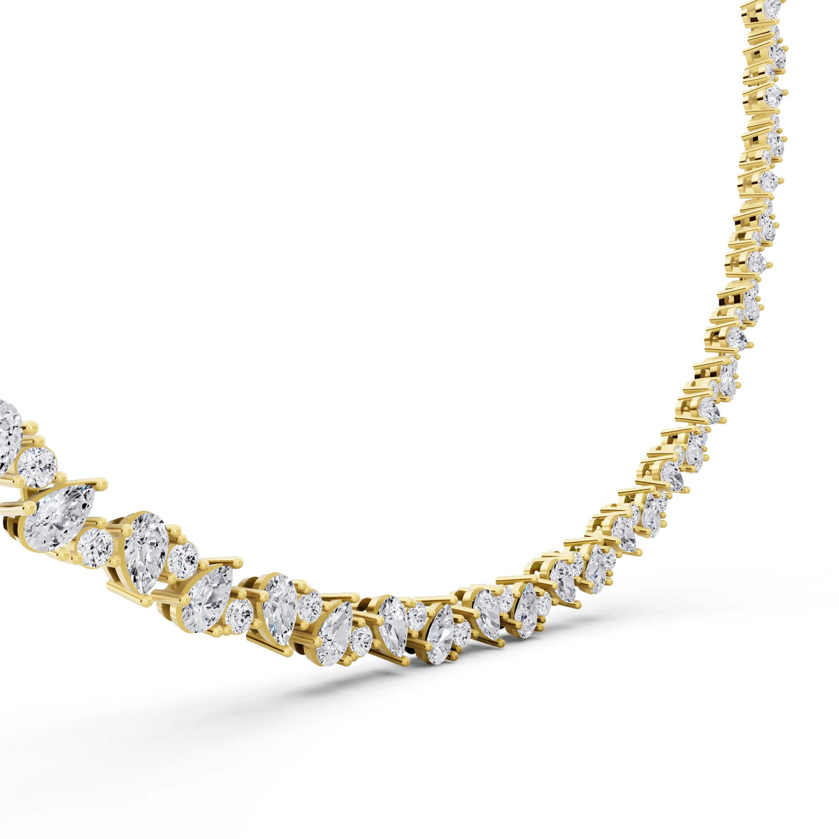 Yellow Gold Pear Round Teardrop Lab Grown Diamond Pendant Necklace, view 5