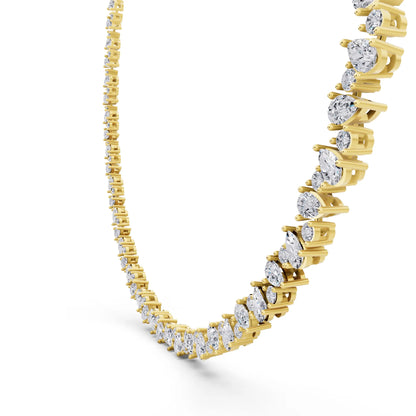 Yellow Gold Pear Round Teardrop Lab Grown Diamond Pendant Necklace, view 6