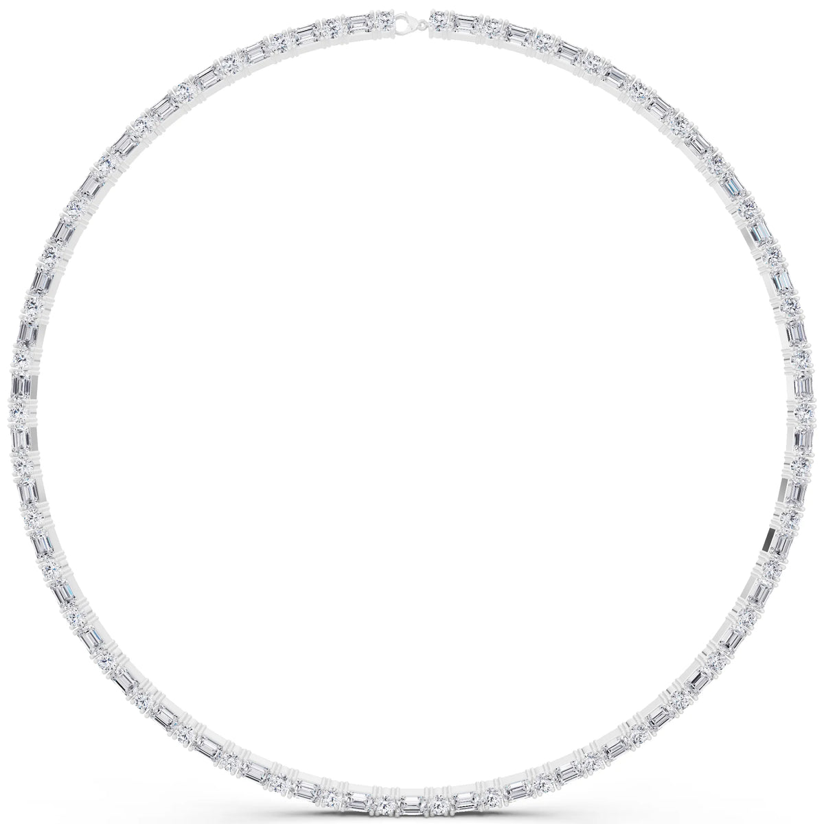 Round Emerald Alternating Mixed Lab Grown Diamond Necklace