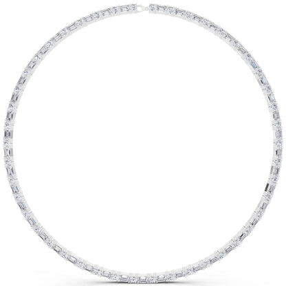 Round Emerald Alternating Mixed Lab Grown Diamond Necklace