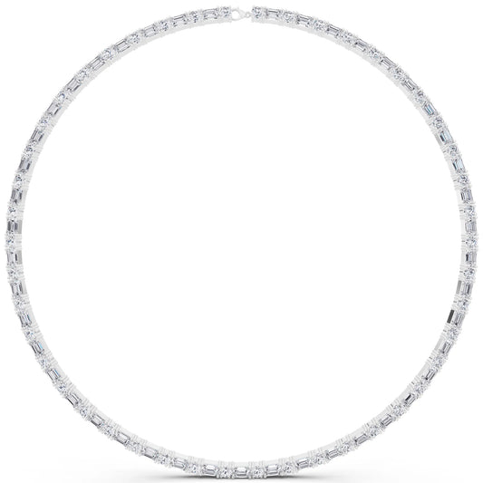 Round Emerald Alternating Mixed Lab Grown Diamond Necklace