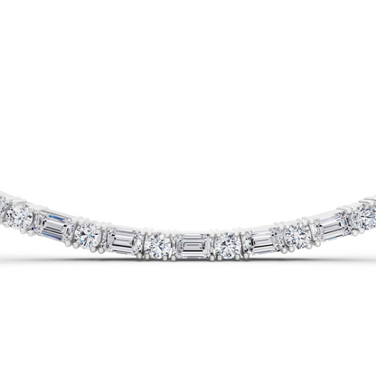 Round Emerald Alternating Mixed Lab Grown Diamond Necklace, view 4