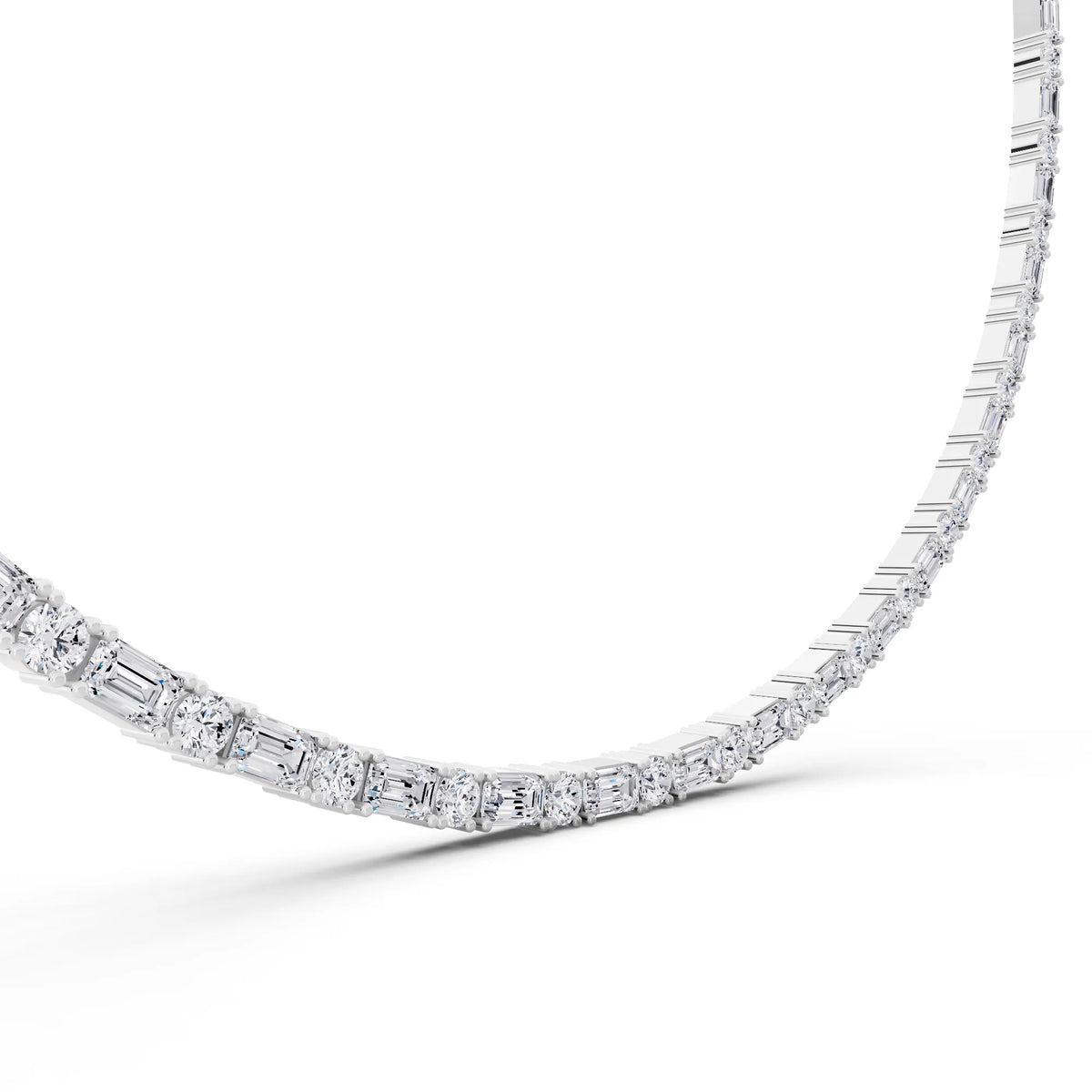 Round Emerald Alternating Mixed Lab Grown Diamond Necklace, view 5