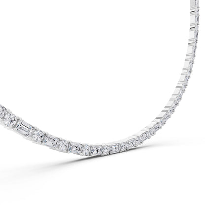 Round Emerald Alternating Mixed Lab Grown Diamond Necklace, view 5