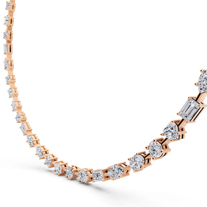 Rose Gold Round Oval Marquise Alternating Lab Grown Diamond Necklace, view 4