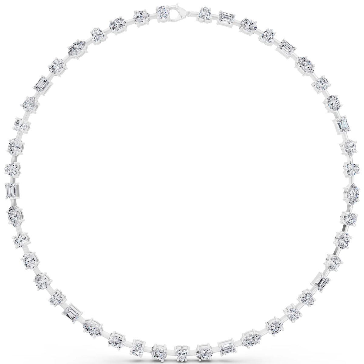 Round Oval Marquise Alternating Lab Grown Diamond Necklace
