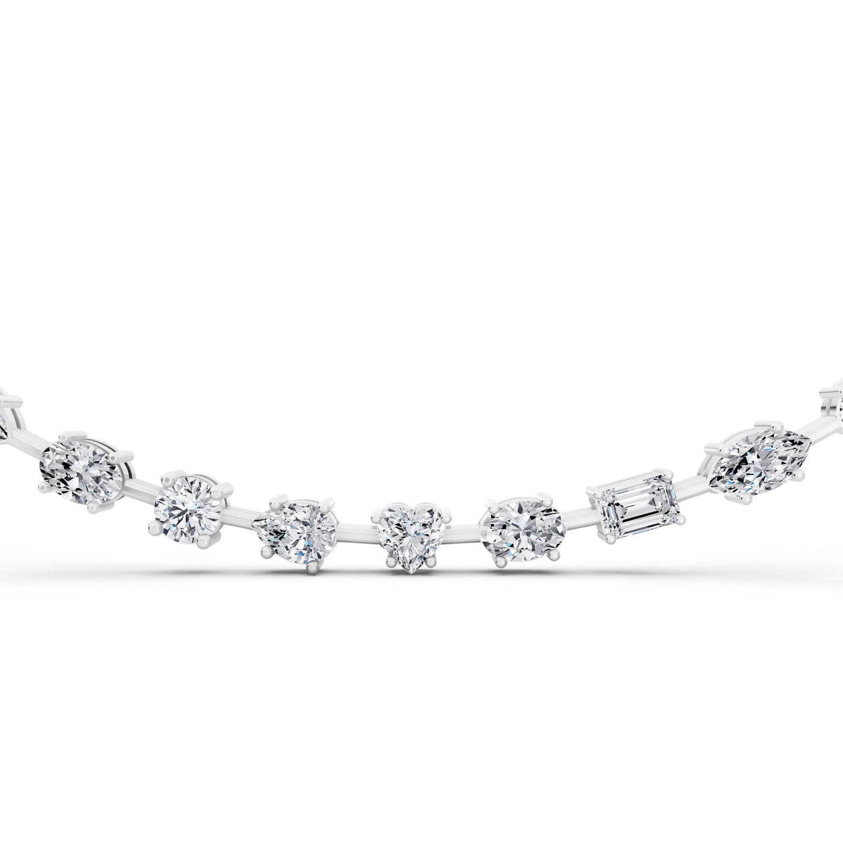 Round Oval Marquise Alternating Lab Grown Diamond Necklace, view 2